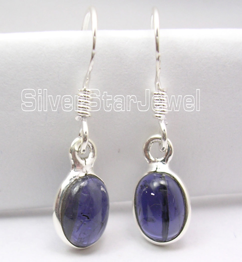 925 Sterling Silver Natural OVAL IOLITE Lovely FACTORY DIRECT Earrings