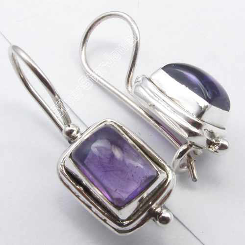 925 Sterling Silver PURPLE AMETHYST Fix Wire Earrings