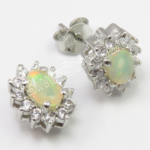 Wholesale 925 Sterling Silver Opal Earrings - Silver Star Jewel